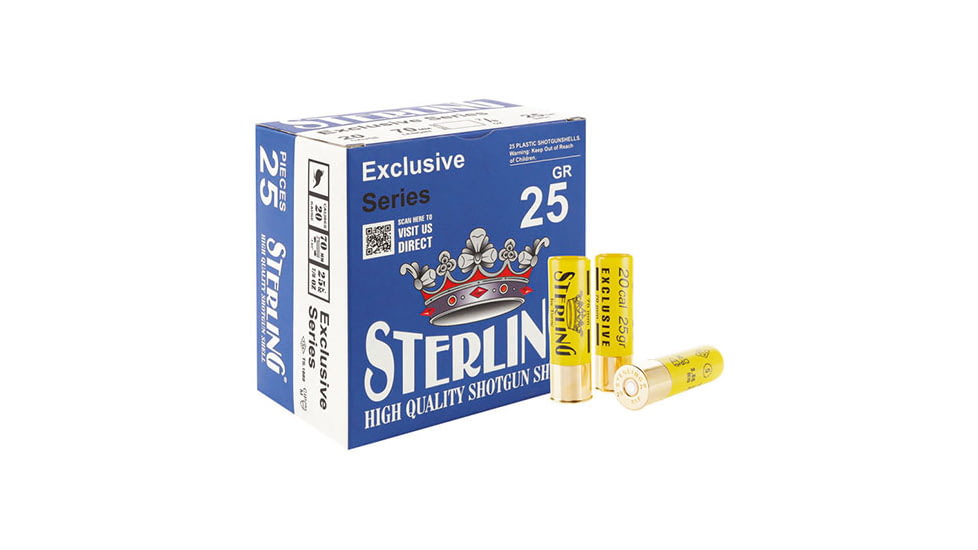 Sterling Exclusive Series 20 Gauge 25 Grain 2 3/4 in Number 8 Shotgun Ammo, 25 Round, 8698779960902