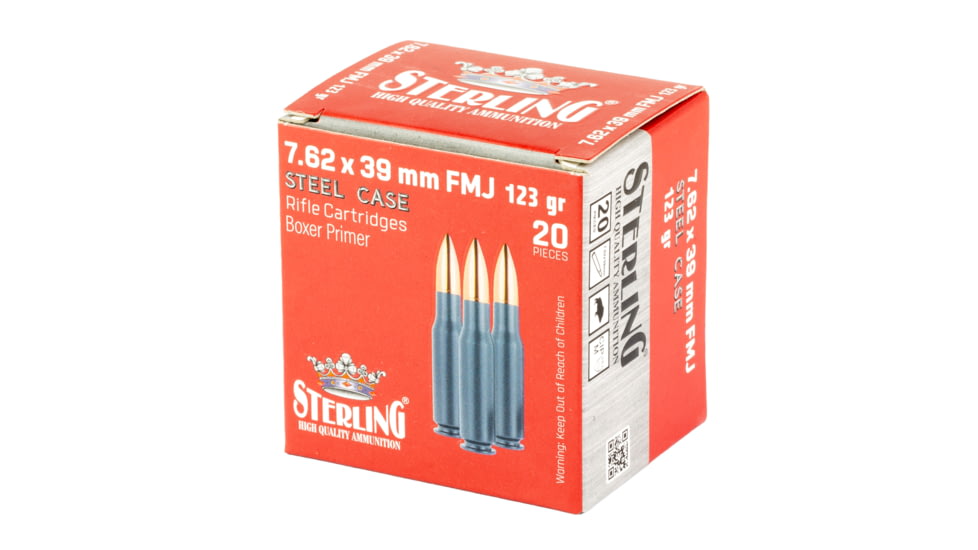 Sterling Steel Case Select, 7.62X39mm, 123 Grain, Full Metal Jacket, Steel Cased, 20 Round Box