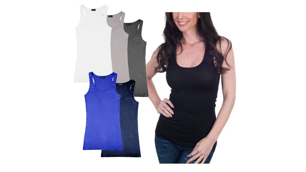 Womens Racerback Tank - 6pk - Black, Blue, Charcoal, Grey, Navy, White, Multicolor, Large