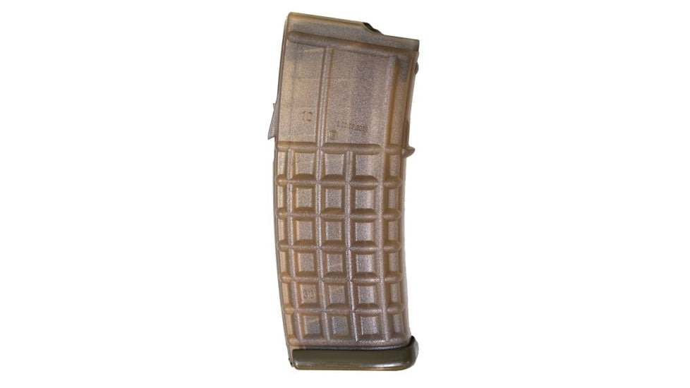Steyr AUG A3 M1 5.56x45mm 30 Round Detachable Rifle Magazine, Clear Smoke Amber/OD Green, 1 Pack, Polymer, 1200050500-30RD