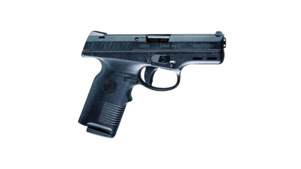 Steyr M-Series Pistol, 9mm Luger, 4 in barrel, black polymer frame, integrated polymer grip, recoil operated semi-automatic, triangular/trapezoid, 14 round magazine, M-Series-1-FRRMPG