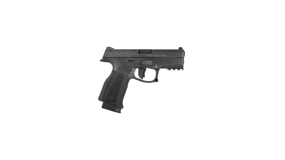Steyr M-A2-Series Pistol, 9mm Luger, 4 in barrel, black polymer frame, interchangeable polymer grip, recoil operated semi-automatic, double-action, trigger and internal firing pin safety, triangular/trapezoid, 17 round magazine, ST-M-A2-SERIES-FRRMPG