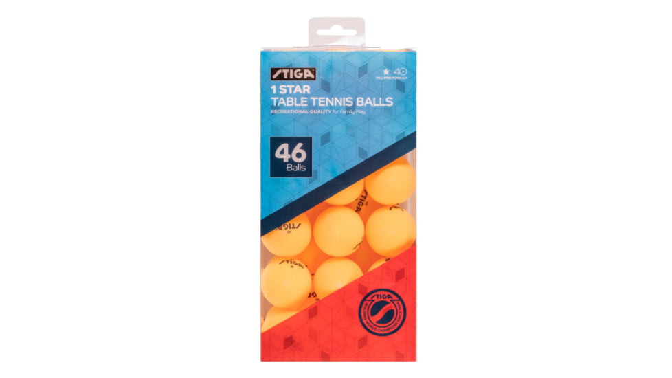 STIGA One-Star 46-Pack Table Tennis Balls, Orange/Black, T1461