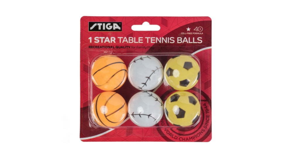 STIGA One-Star Table Tennis Balls, 6-Pack, Yellow/Orange, T1405