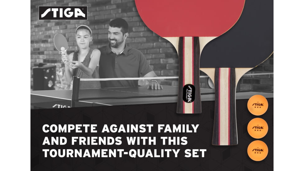 STIGA Performance 2-Player Table Tennis Racket Set, Brown / Red, T1363