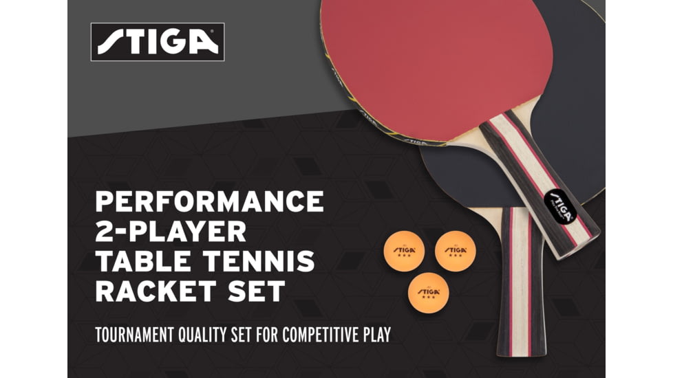STIGA Performance 2-Player Table Tennis Racket Set, Brown / Red, T1363