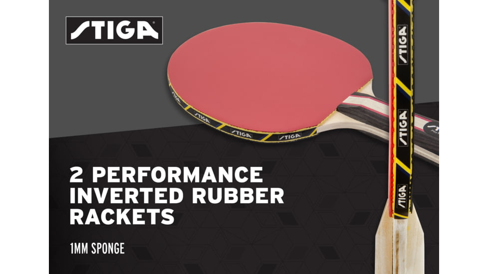 STIGA Performance 2-Player Table Tennis Racket Set, Brown / Red, T1363