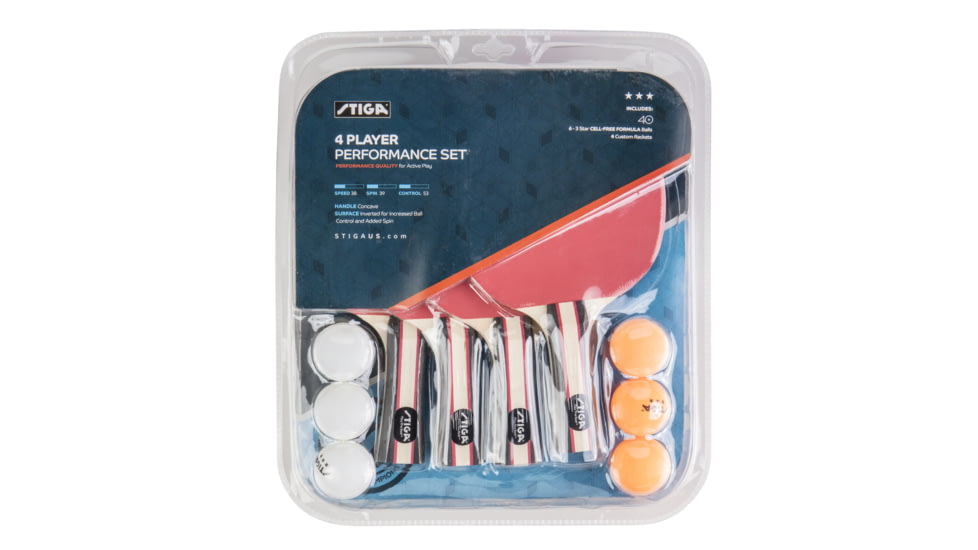 STIGA Performance 4-Player Table Tennis Racket Set, Red / Black, T1365