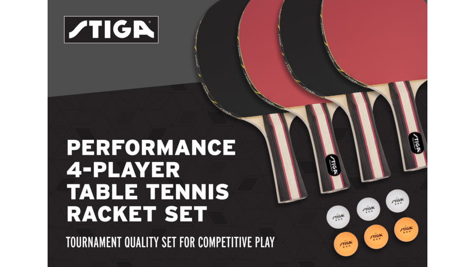 STIGA Performance 4-Player Table Tennis Racket Set, Red / Black, T1365