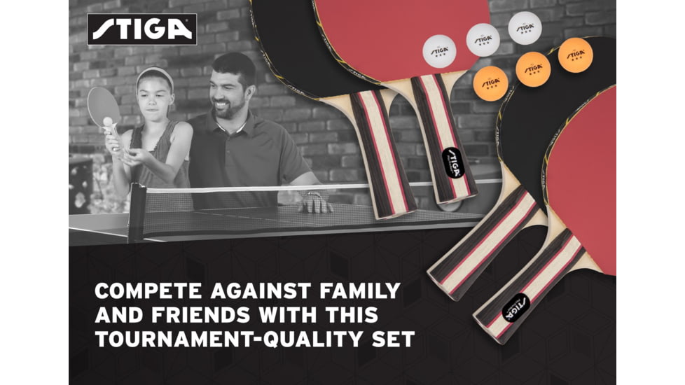 STIGA Performance 4-Player Table Tennis Racket Set, Red / Black, T1365