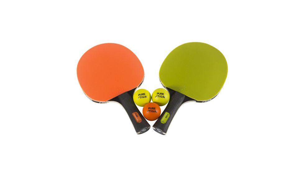 Stiga Pure Color Advance Table Tennis Bat, 2 Player Set, Orange &amp; Green T159401