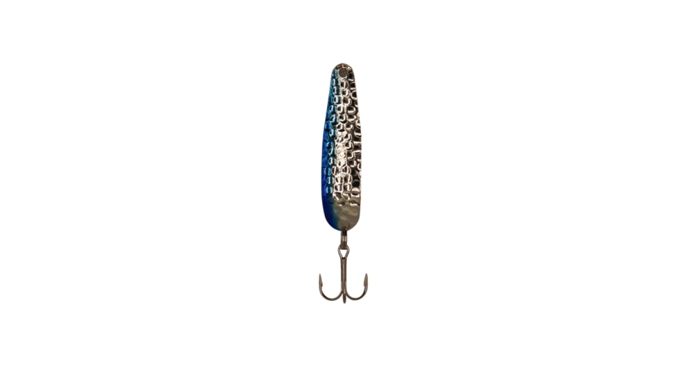 Stinger Scorpion Spoon Lightweight Trolling Spoon, 2.25in .1oz., #5 VMC Hooks, Silver Hammered, Blue Edge, XSH53