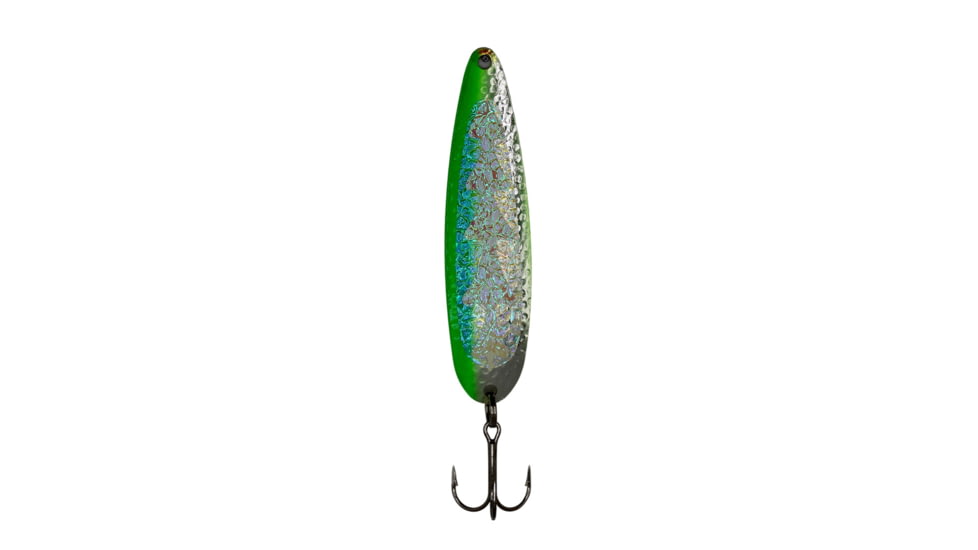 Stinger Stinger Spoon Lightweight Trolling Spoon, 3.75in .3oz., #2 VMC Hooks, Silver Hammered, Green Wiggler, SH52CI29