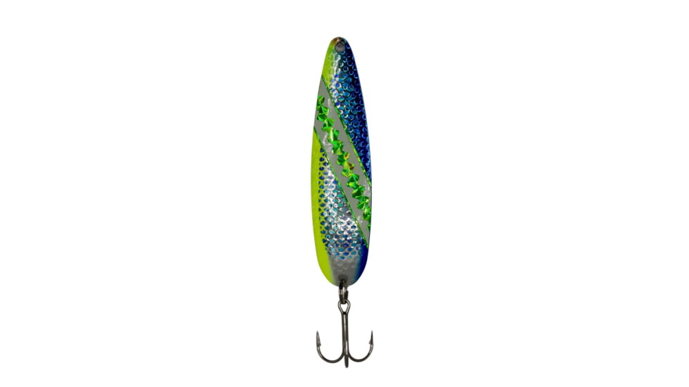 Stinger Stinger Spoon Lightweight Trolling Spoon, 3.75in .3oz., #2 VMC Hooks, Silver Hammered, Modified Blue Dolphin, SH324