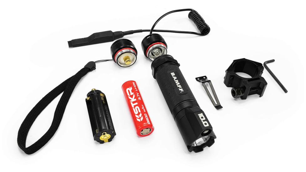 STKR Concepts BAMFF Tactical Mounted Light w/Switch, 18650 Rechargeable Lithium, 1000 Lumens, Black, 00120, EDEMO3
