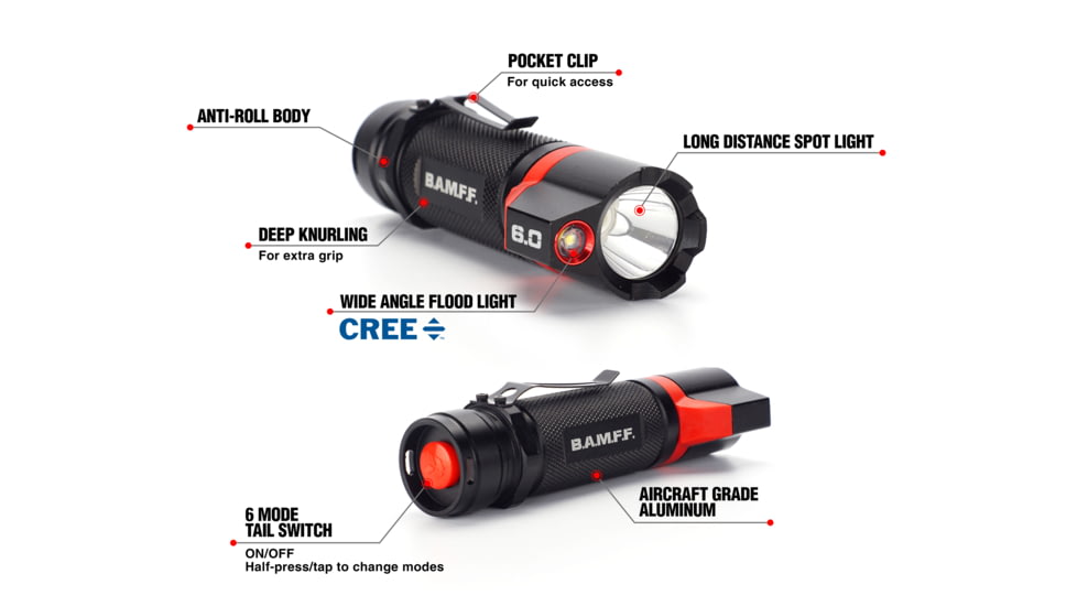 STKR Concepts Bamff 6.0 600 Lumens Dual Cree Led Flshlght W/flood