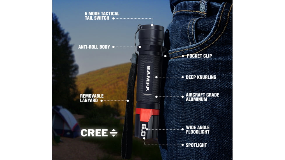 STKR Concepts Bamff 6.0 600 Lumens Dual Cree Led Flshlght W/flood