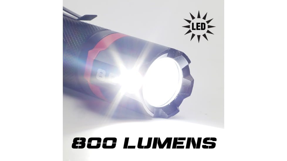 STKR Concepts BAMFF 8.0- 800 Lumens Rechargeable Dual LED Flashlight, Black/ Red, 00341