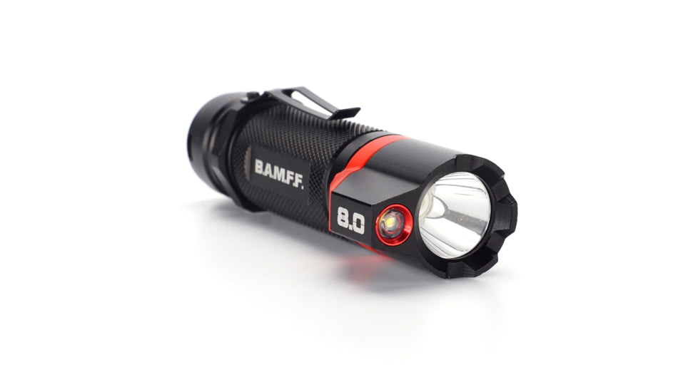 STKR Concepts BAMFF 8.0- 800 Lumens Rechargeable Dual LED Flashlight, Black/ Red, 00341