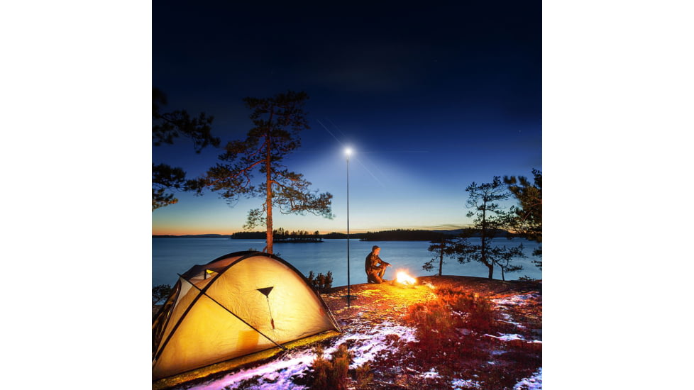 STKR Concepts Fli PRO Telescoping Canopy Light, 8 Foot Extention, Removable Flashlight, Black, 12679