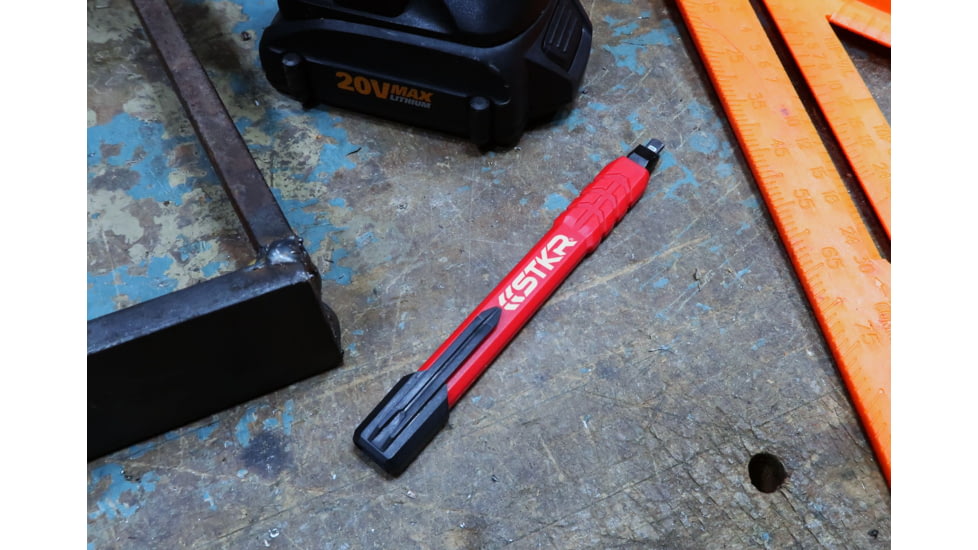 STKR Concepts Mechanical Carpenter Pencil w/ 3 pieces of Lead, Red, 77629