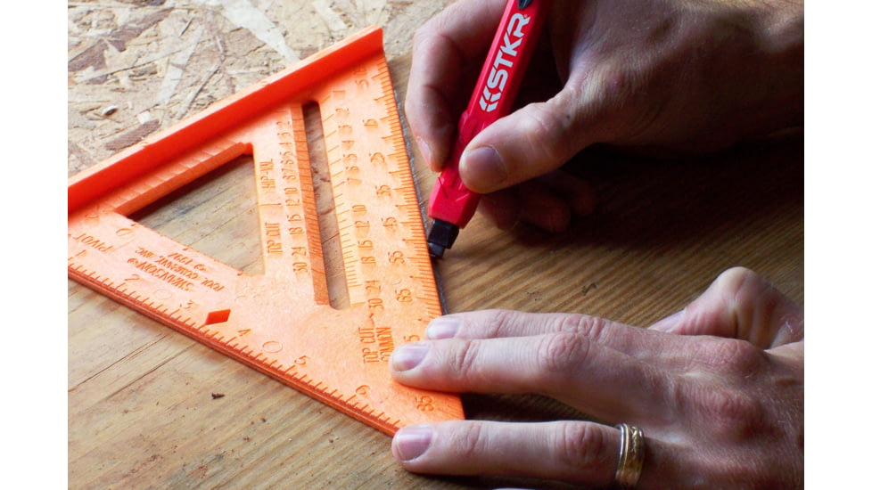 STKR Concepts Mechanical Carpenter Pencil w/ 3 pieces of Lead, Red, 77629