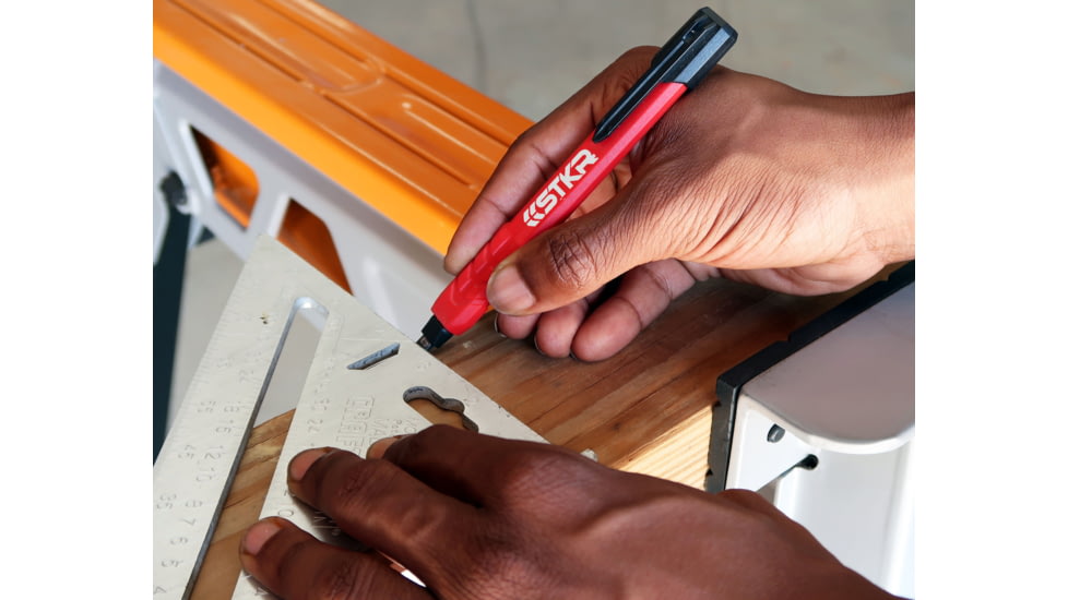 STKR Concepts Mechanical Carpenter Pencil w/ 3 pieces of Lead, Red, 77629