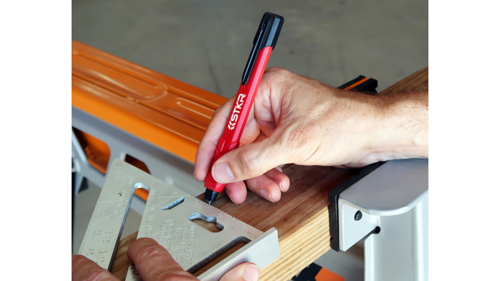 STKR Concepts Mechanical Carpenter Pencil w/ 3 pieces of Lead, Red, 77629