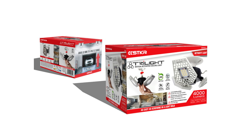 STKR Concepts Trilight Motion Activated Garage/Work Light, 00342