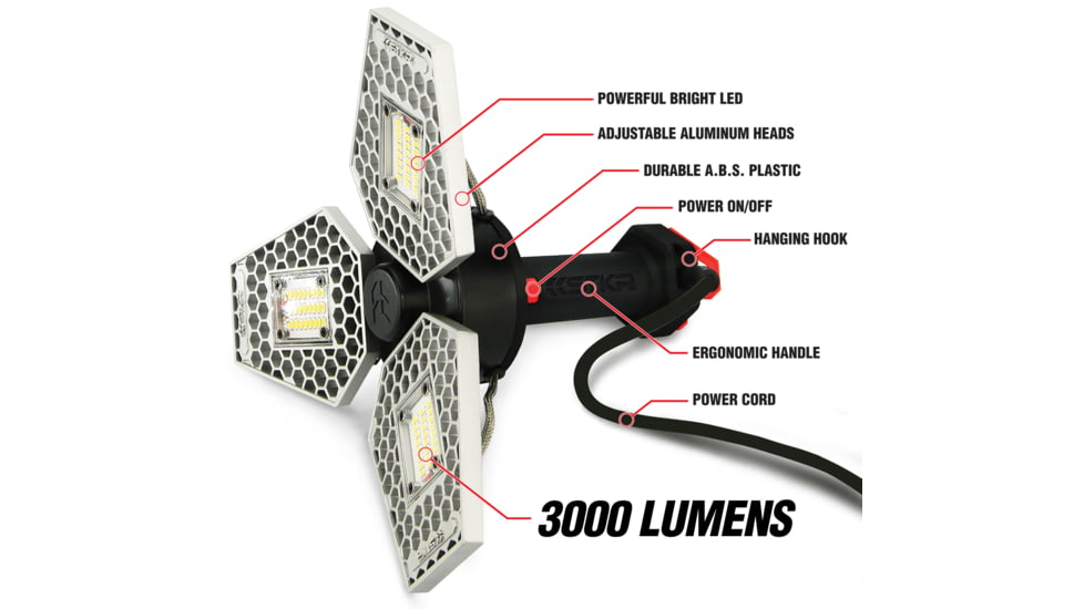 STKR Concepts Trilight Shop Light 3000 Lumens W/adjustable Heads
