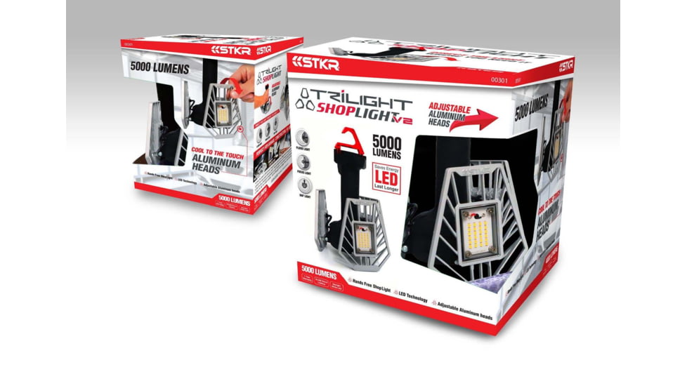 STKR Concepts TRiLIGHT V2 ShopLight, 5000 Lumen, Silver, 00301