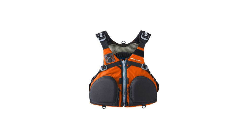 Stohlquist Mens Fisherman PFD, Orange, Large-Extra Large, Chest 40-46, QF1370801XL