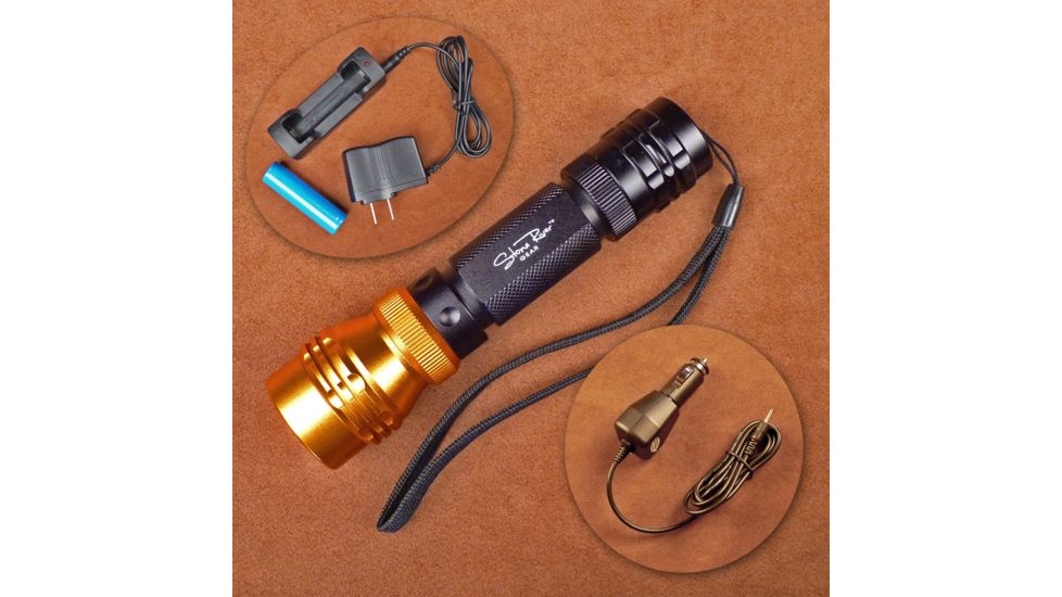 Stone River Gear Adjustable Focusing Rechargeable Flashlight 500 Lumens High Beam, Black -Orange, 6 SRG1TAFR