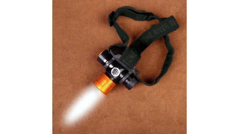 Ajustable Focus Headlamp 280 Lumens High Beam w/AAA  Batteries, Black/Orange, 3