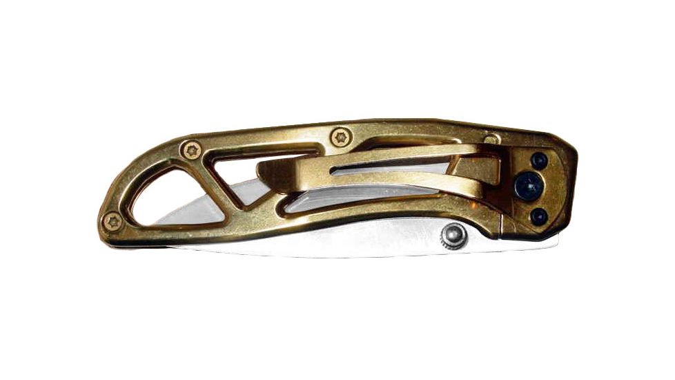 Stone River Gear Ceramic Folding Knife, Lock w/Pocket Clip, Gold/White, 6.5 SRG5GTW