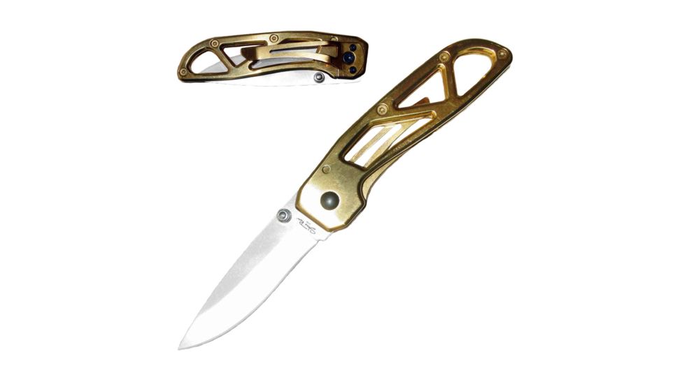 Stone River Gear Ceramic Folding Knife, Lock w/Pocket Clip, Gold/White, 6.5 SRG5GTW