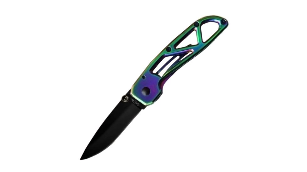 Stone River Gear Ceramic Folding Knife, Lock w/Pocket Clip, Rainbow/Black, 6.5 SRG5RTB