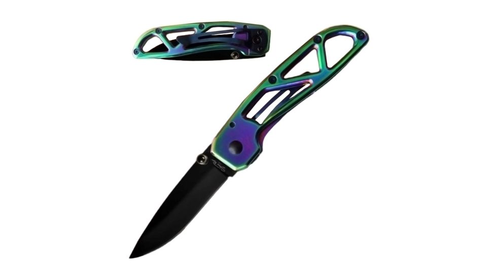 Stone River Gear Ceramic Folding Knife, Lock w/Pocket Clip, Rainbow/Black, 6.5 SRG5RTB