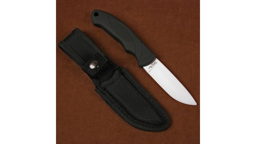 Stone River Gear Ceramic Hunting Knife and Sheath, Black-White, 7.75 SRG41RCW