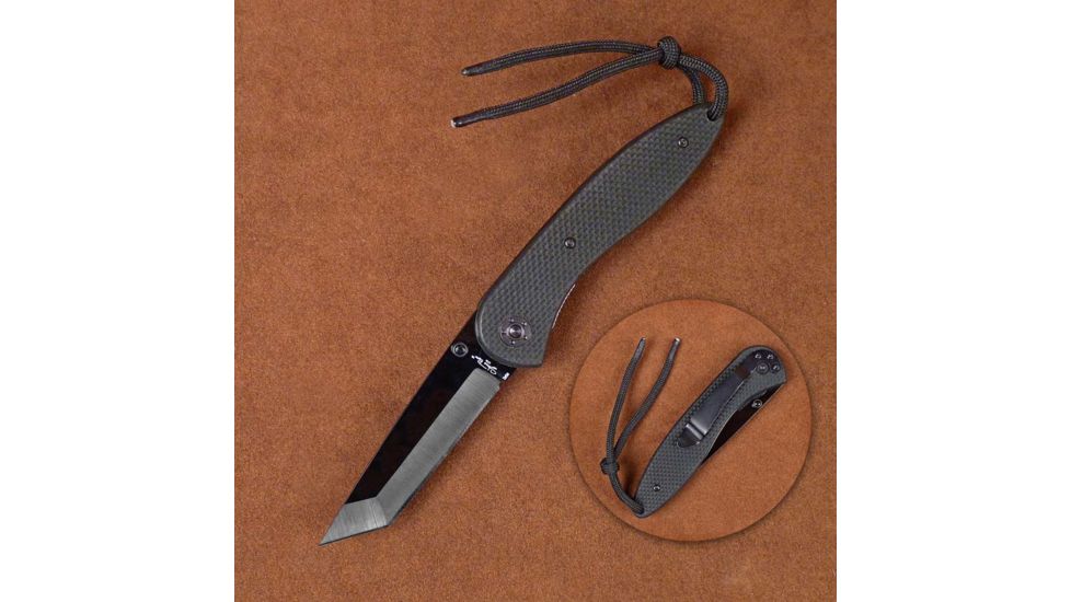 Stone River Gear Ceramic Liner Lock Folding Knife,4in w/Tanto Blade,G10 Handle and Pocket Clip,Black SRG2GLT