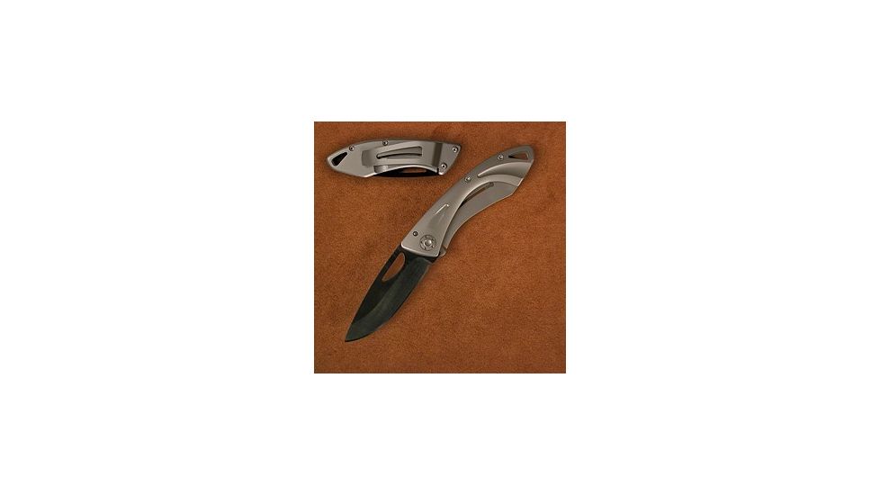 Stone River Gear Ceramic Money Clip Folding Knife with Titanium Handle, Grey-Black, 5.75 SRG1MCB