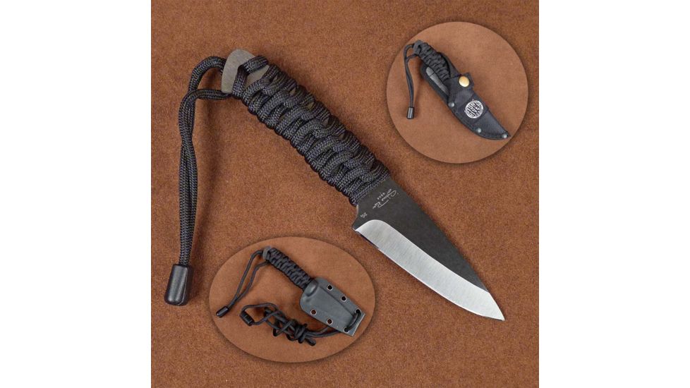 Stone River Gear Ceramic Neck Knife,5in,Black w/Paracord Handle, Kydex Sheath and Bonus Belt Sheath SRG3NCS
