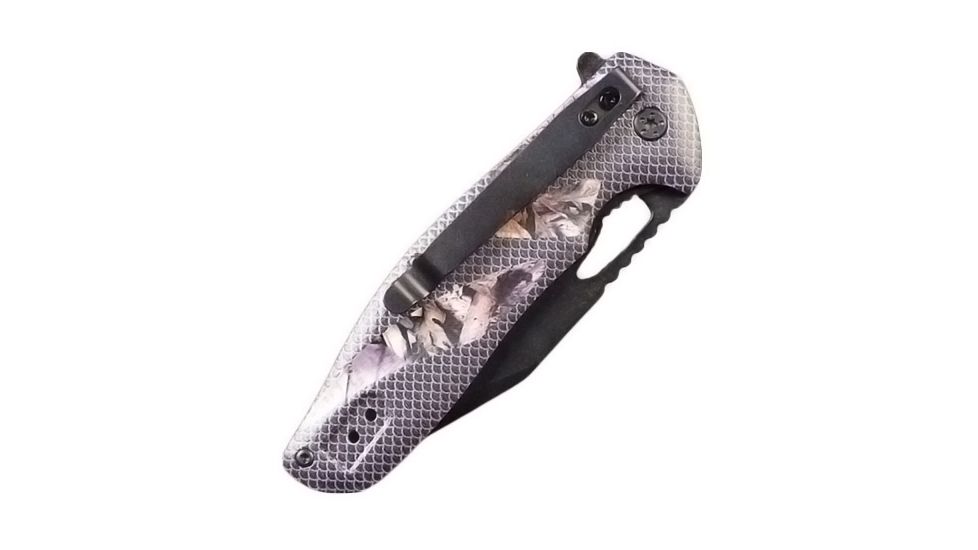 Stone River Gear Folding Knife w/Mossy Oak Break up Country Countoured Comport Grip Handles Sheath, Camo/Black, 3.25 SRG4TSCP