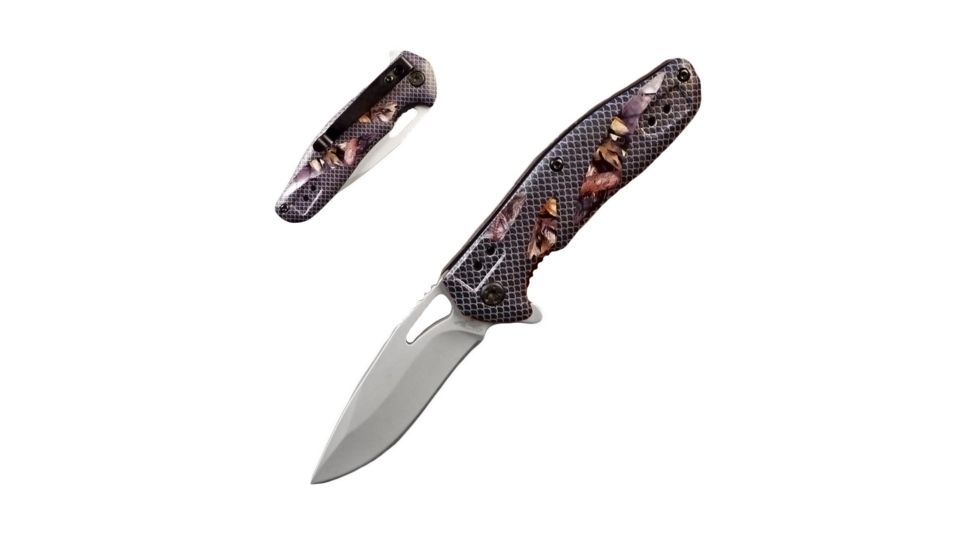 Stone River Gear Force Folding Liner Lock Knife w/Grip Handle, Camo/Grey, 2.75 SRG3DPCP