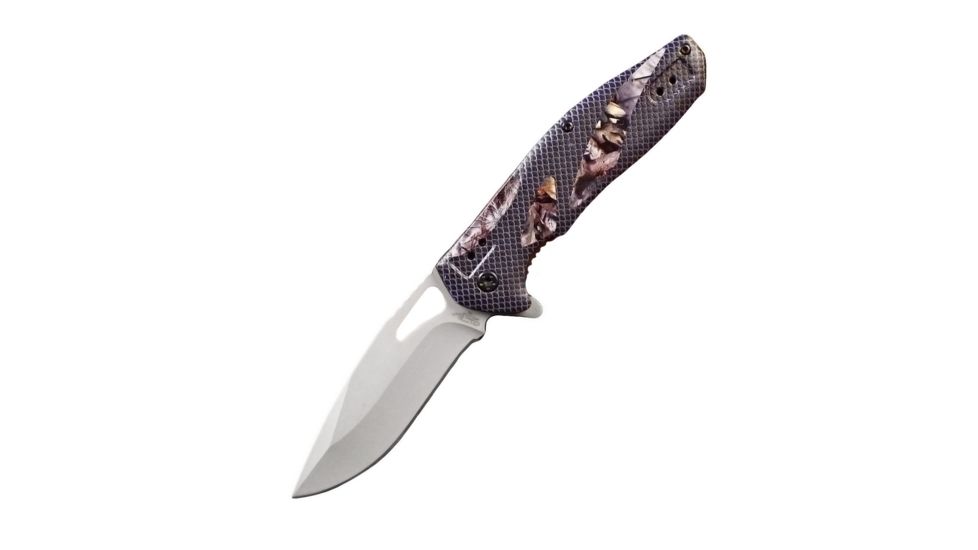 Stone River Gear Ultra Folding Liner Lock Knife w/Grip Handles and Sheath, Camo/Grey, 3.25 SRG4DPCP