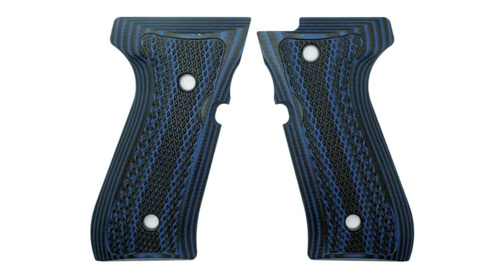 Stoner CNC Beretta 92 Full Checker G10 Grips Fits 92FS/96 M9 Series Pistol, Blue Black, STO-BR-B92-FC-BLB