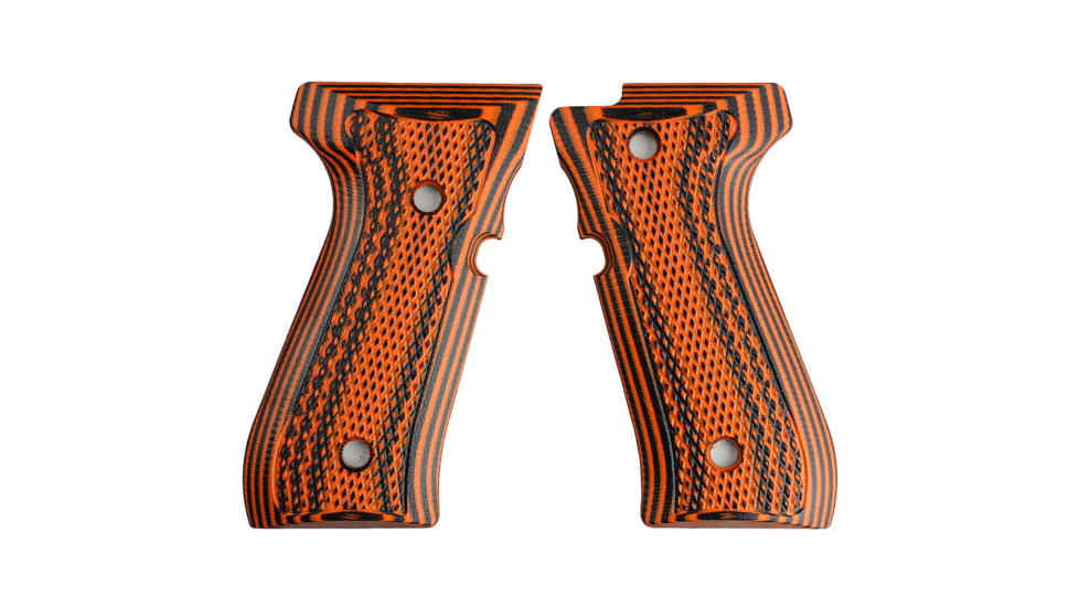 Stoner CNC Beretta 92 Full Checker G10 Grips Fits 92FS/96 M9 Series Pistol, Orange Black, STO-BR-B92-FC-ORG