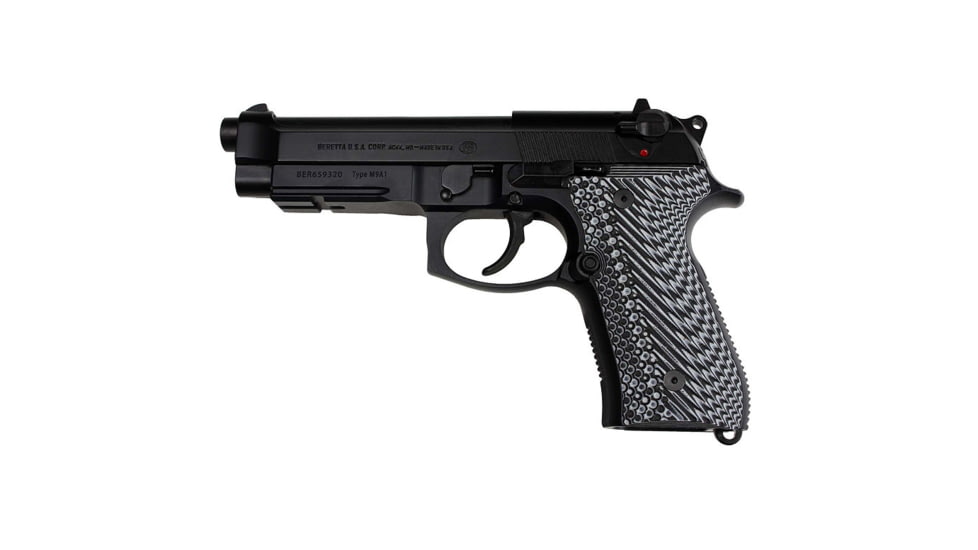 Stoner CNC Beretta 92 Slash and Burn G10 Gun Grips Fits 92FS/96 M9 Series Pistol, Grey Black, STO-BR-B92-SB-GRB