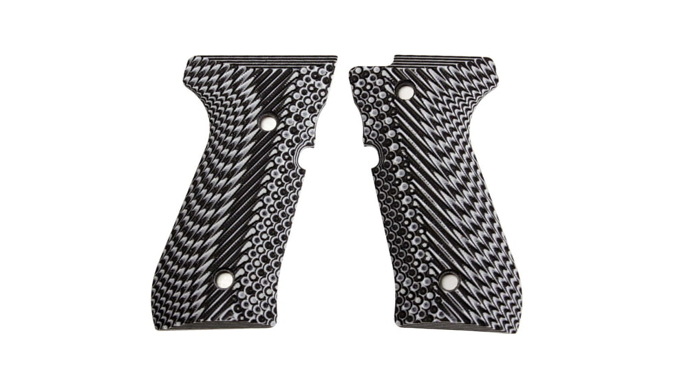 Stoner CNC Beretta 92 Slash and Burn G10 Gun Grips Fits 92FS/96 M9 Series Pistol, Grey Black, STO-BR-B92-SB-GRB