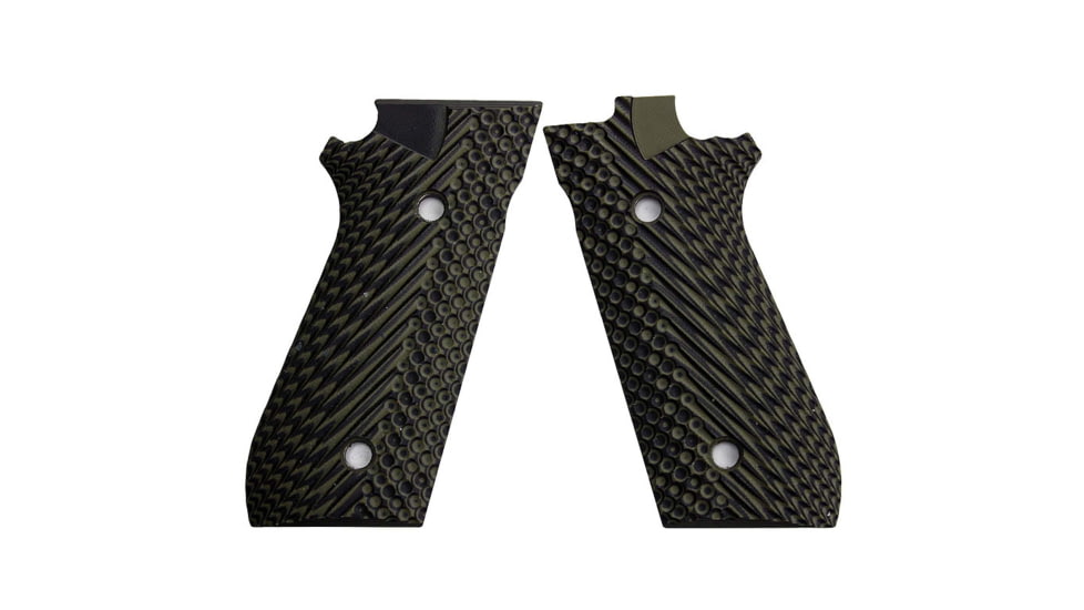 Stoner CNC Beretta 92 Slash and Burn G10 Gun Grips Fits 92FS/96 M9 Series Pistol, OD Green Black, STO-BR-B92-SB-ODG